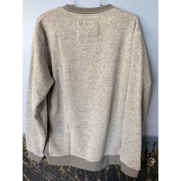 Quiksilver Terry Fleece Crew Neck Sweatshirt LG Heather Gray Beach Surf LS - Picture 3 of 4